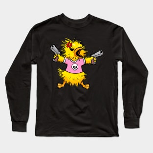 The Fierce Firearm Fowl: Angry Baby Chicken Duck with Dual Guns Long Sleeve T-Shirt